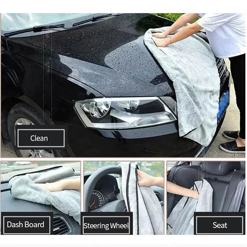 Toalla de microfibra (75 x 35 cm) para lavado y limpieza de automóviles; paño grueso y resistente de alta absorción para el cuidado de puertas y ventanas y para detallado automotriz.