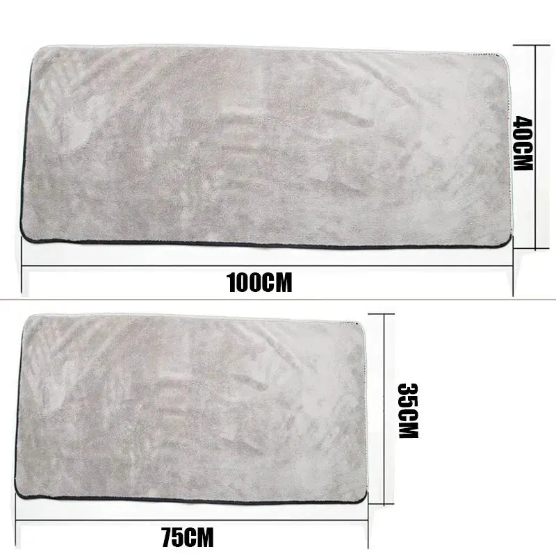 Toalla de microfibra (75 x 35 cm) para lavado y limpieza de automóviles; paño grueso y resistente de alta absorción para el cuidado de puertas y ventanas y para detallado automotriz.