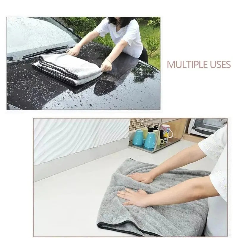 Toalla de microfibra (75 x 35 cm) para lavado y limpieza de automóviles; paño grueso y resistente de alta absorción para el cuidado de puertas y ventanas y para detallado automotriz.